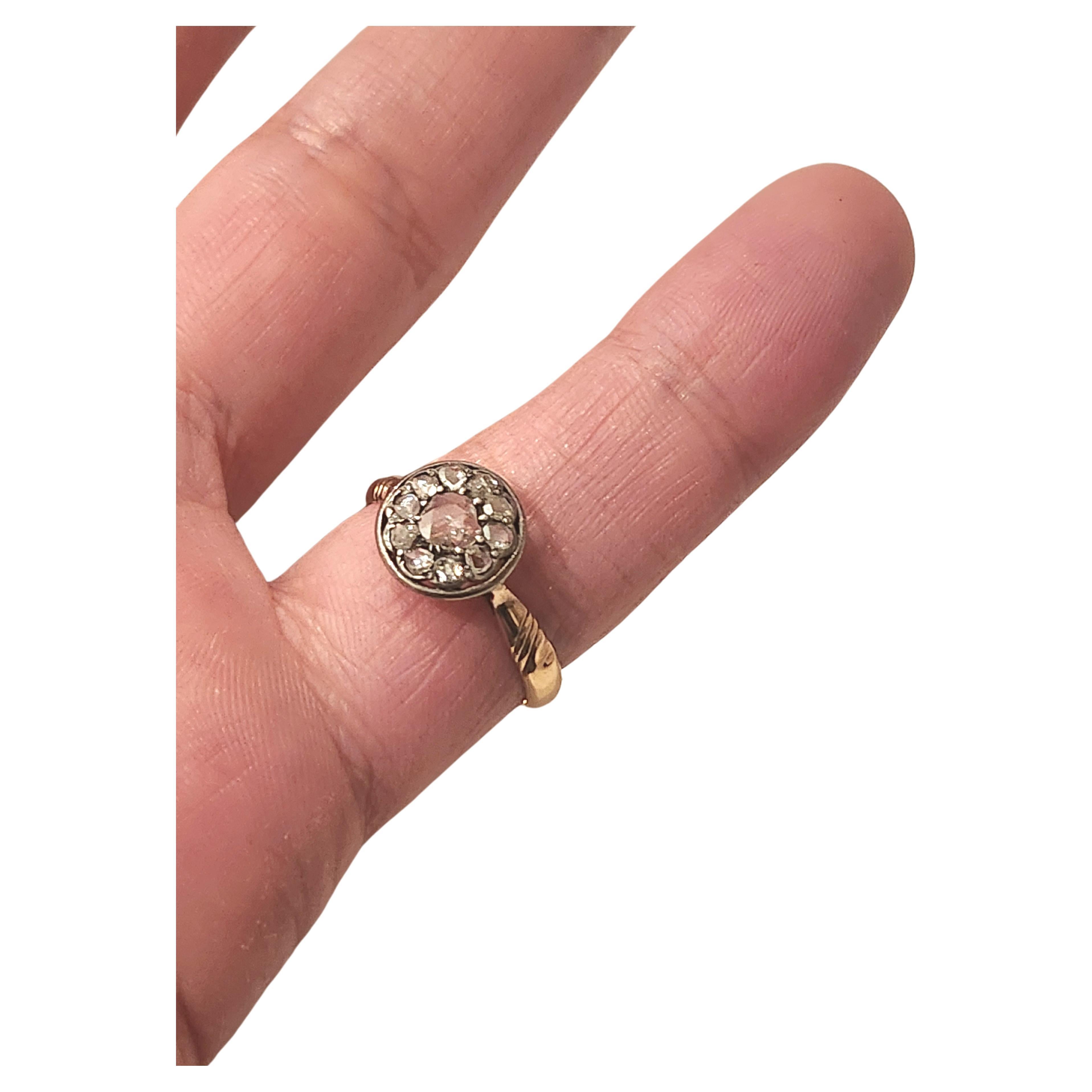 Antique Rose Cut Diamond Gold Ring For Sale 1