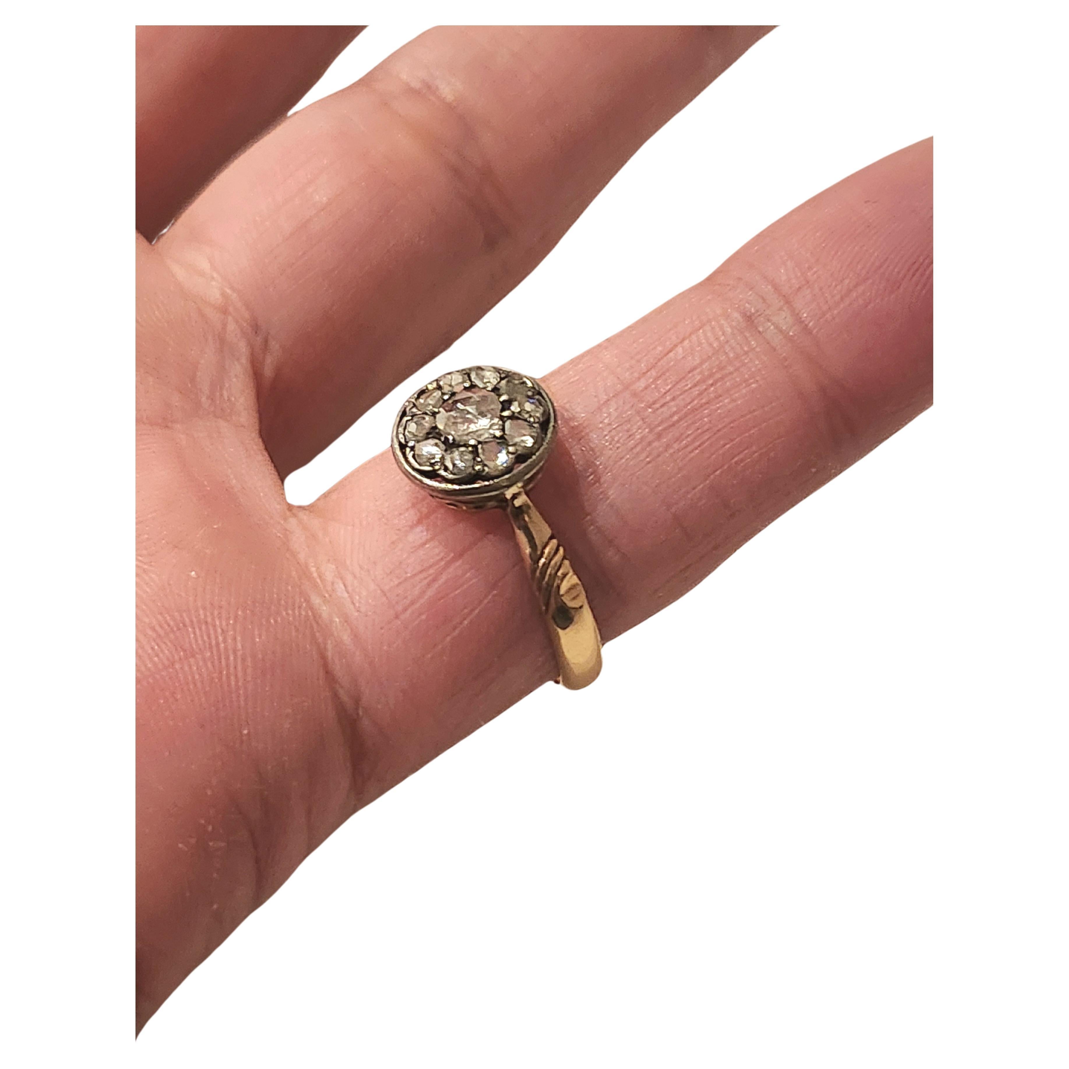 Antique Rose Cut Diamond Gold Ring For Sale 2