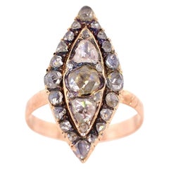 Antique Rose Cut Diamond Gold Ring