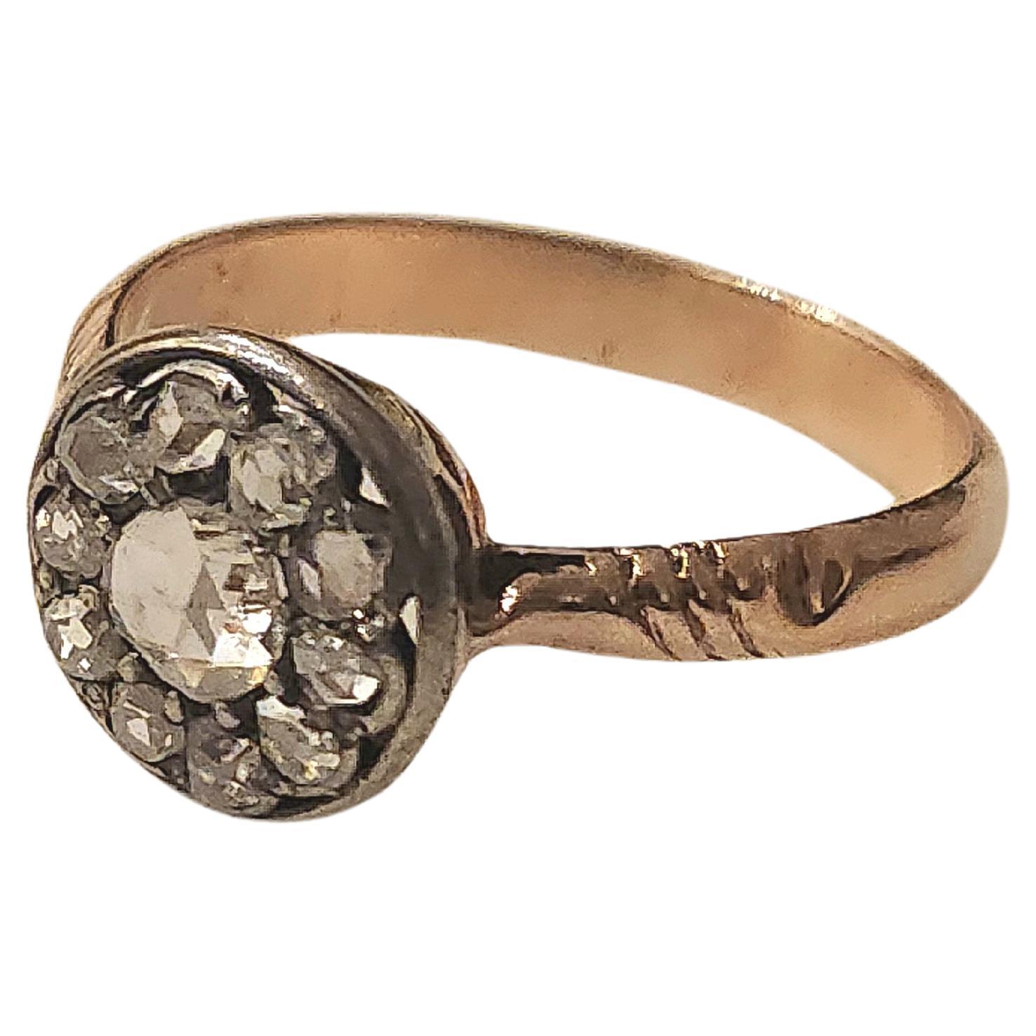 Antique Rose Cut Diamond Gold Ring For Sale