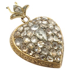 Antique Rose Cut Diamond Heart Pendant 