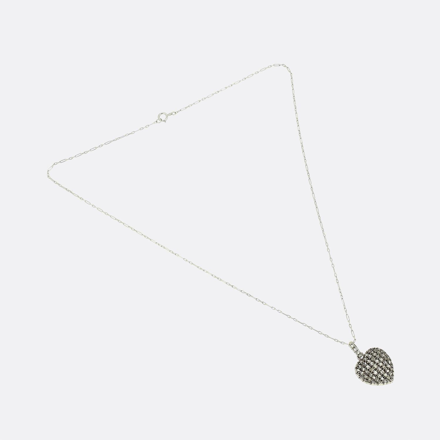 Collier avec pendentif en forme de cœur en diamant taillé en rose antique Bon état - En vente à London, GB