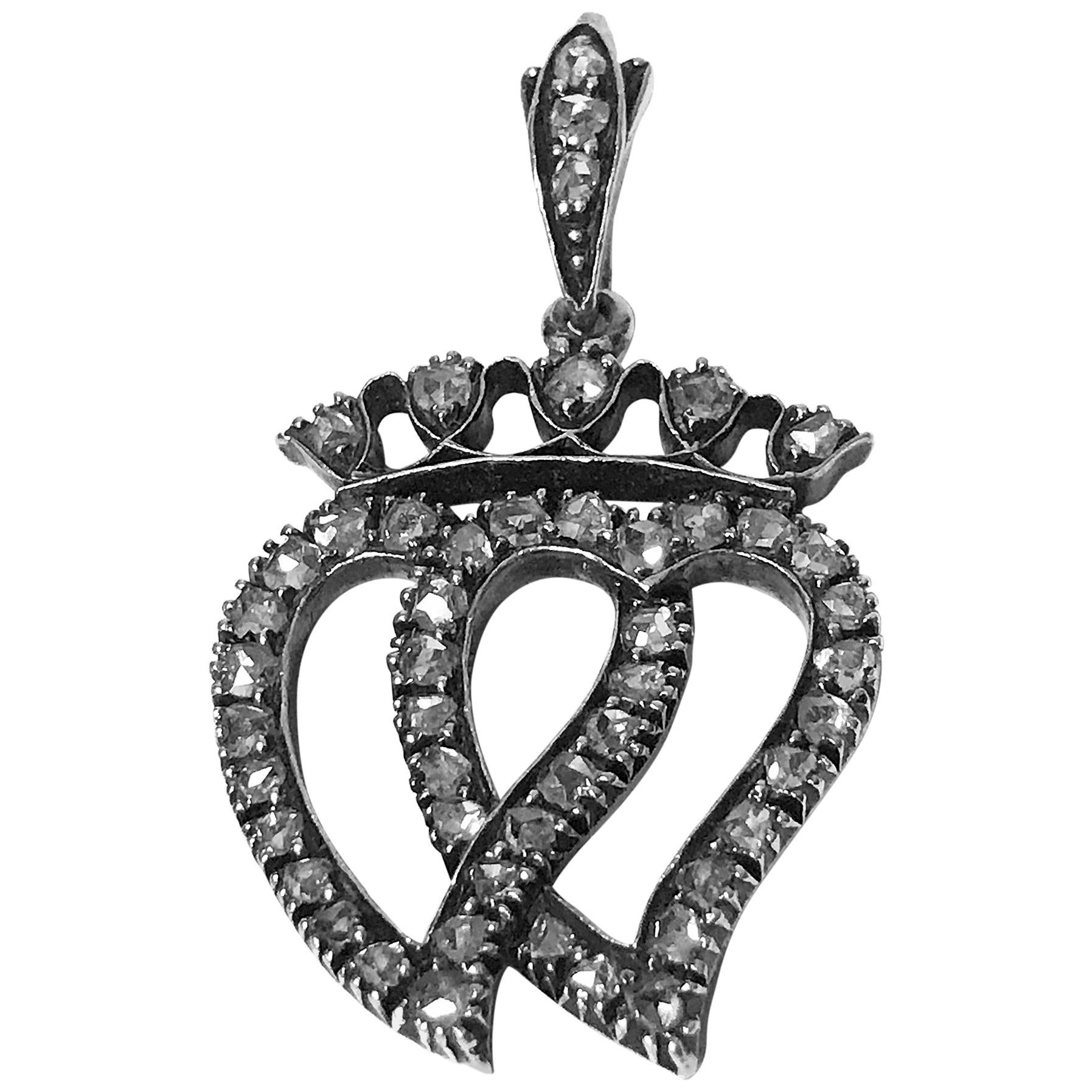 Antique Rose Cut Diamond Pendant, circa 1850