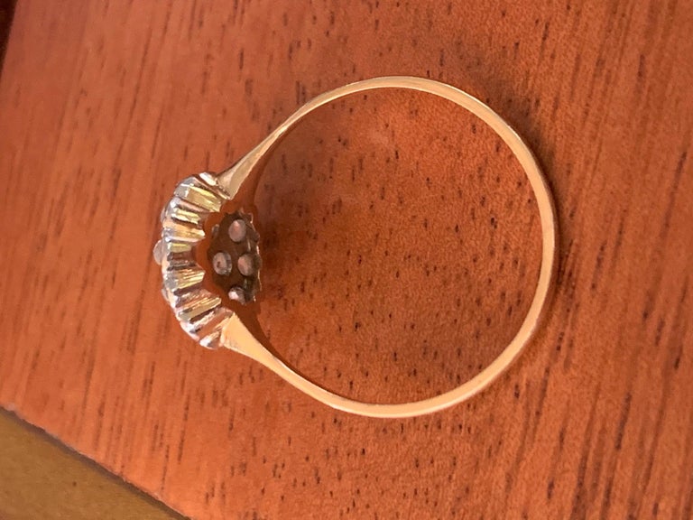 Antique Rose Cut Diamond Platinum and 14 Karat Yellow Gold Ring For ...