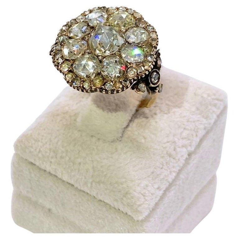 Antique 1880s Rose Cut Diamond Gold Ring For Sale at 1stDibs