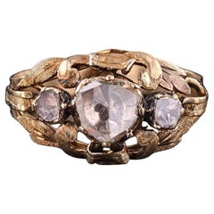 Anello antico con diamante taglio rosa in oro 15 carati