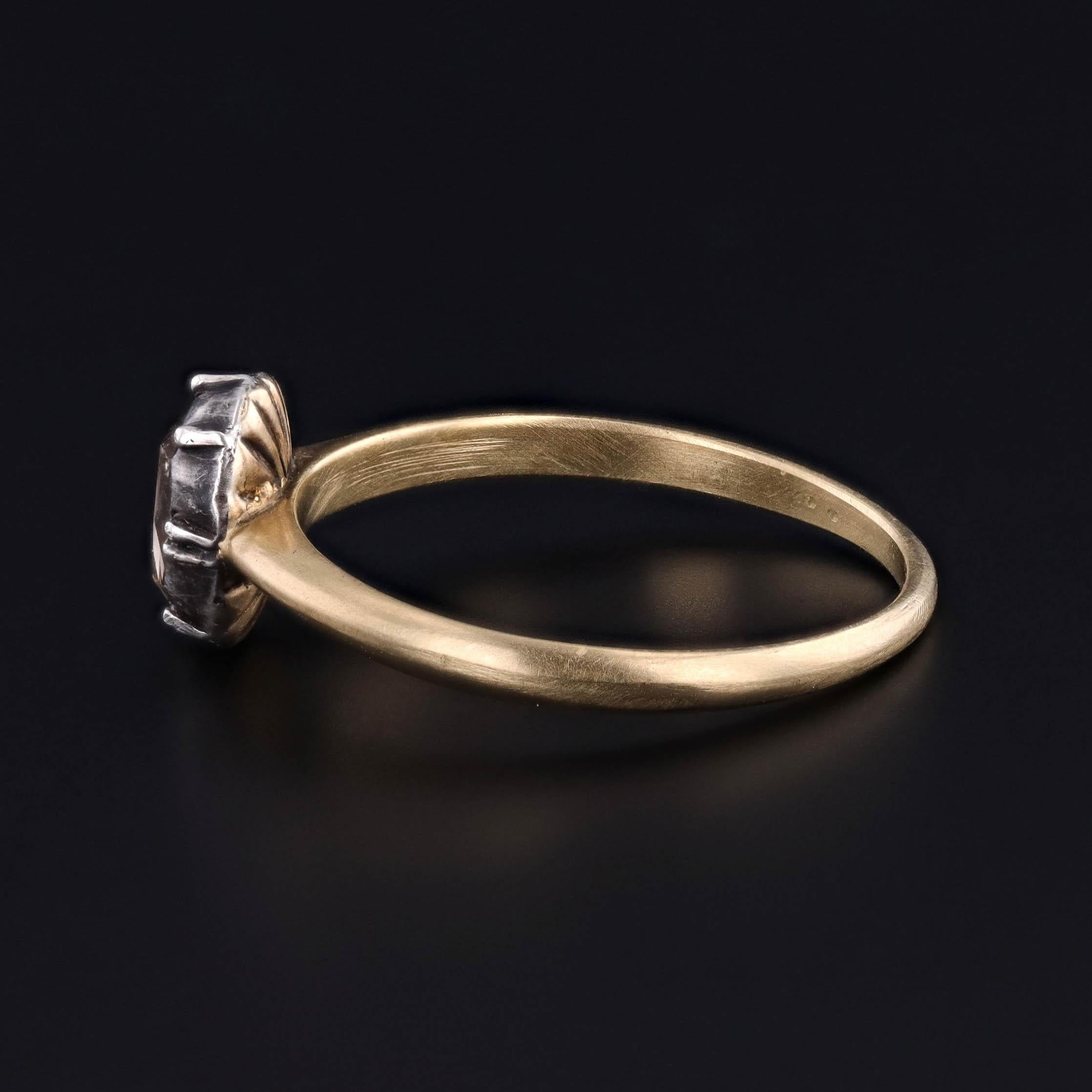 Georgian Antique Rose Cut Diamond Ring of 18k Gold For Sale