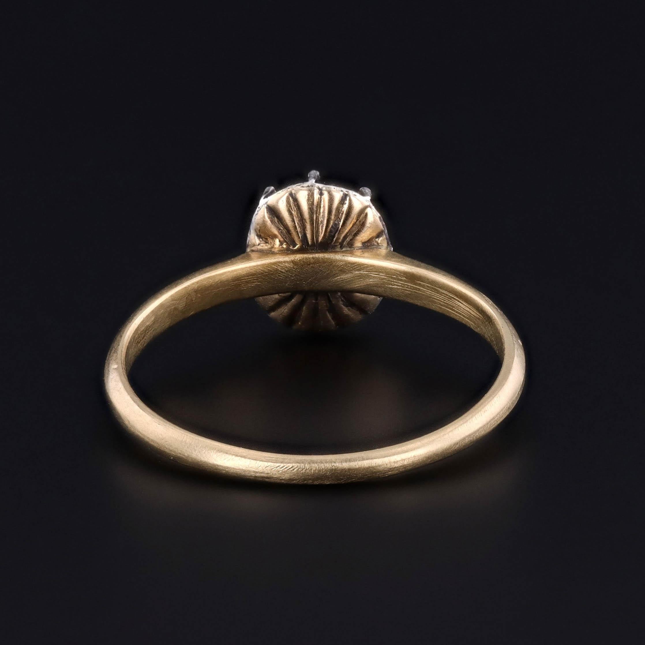 Antique Rose Cut Diamond Ring of 18k Gold In Good Condition For Sale In Lewisburg, PA