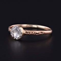 Antique Rose Cut Diamond Ring of Silver topped 9k Gold
