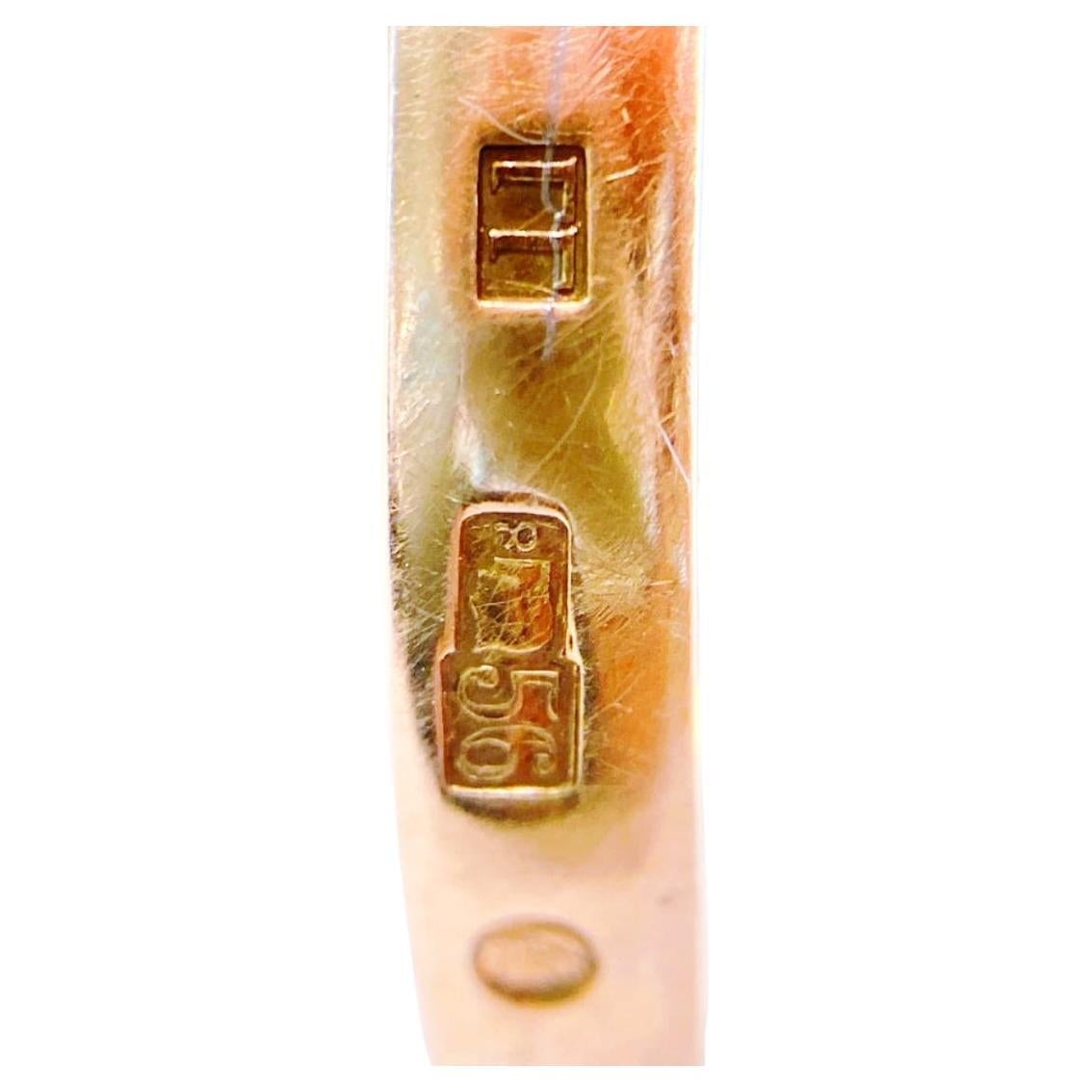 Antiker russischer Goldring mit Diamanten im Rosenschliff 1