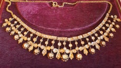 Antique Rose Cut Diamond Russian Gold Necklace