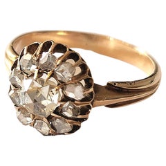 Antique Rose Cut Diamond Russian Gold Ring