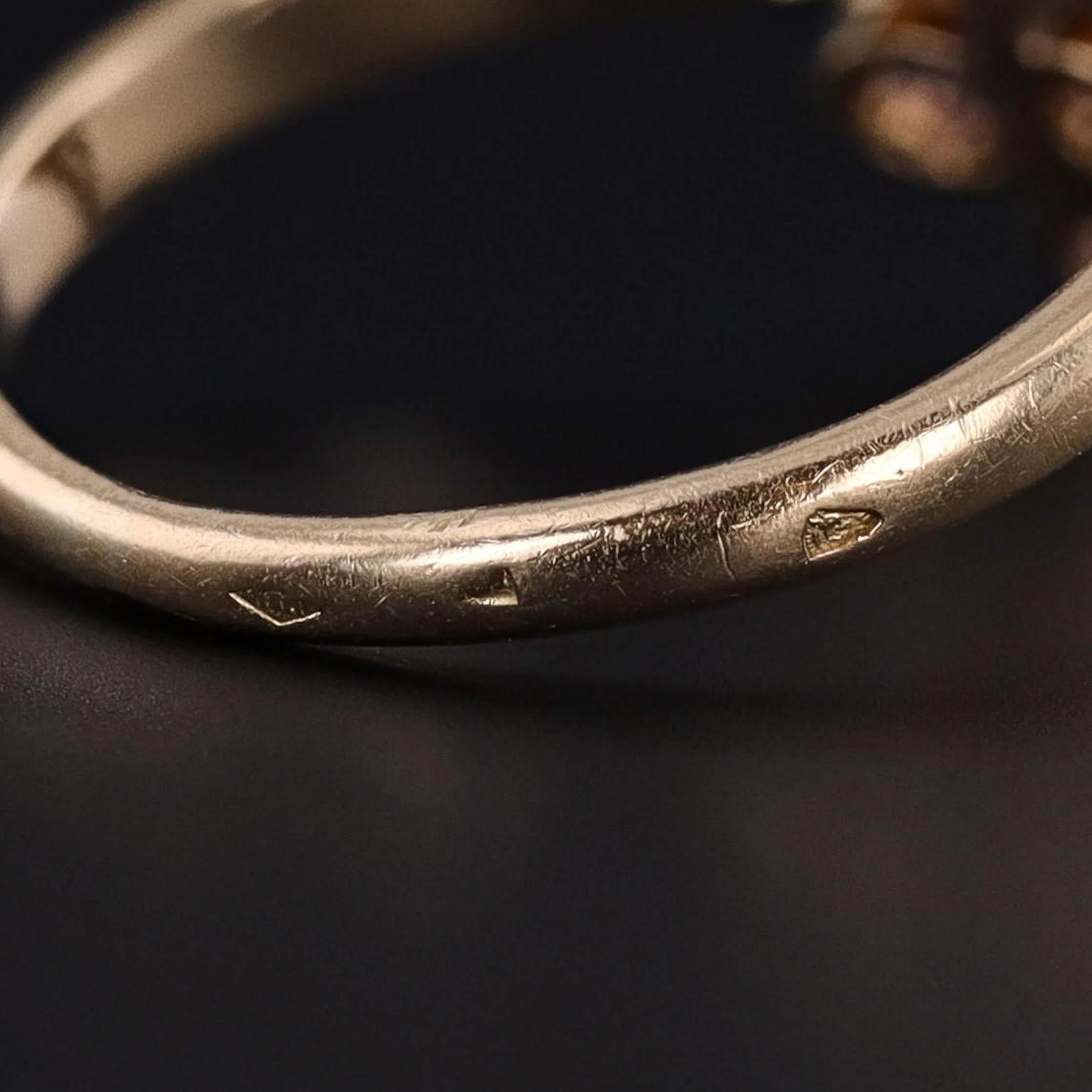 Bague ancienne en or 18k avec trèfle et diamant taillé en rose Pour femmes en vente