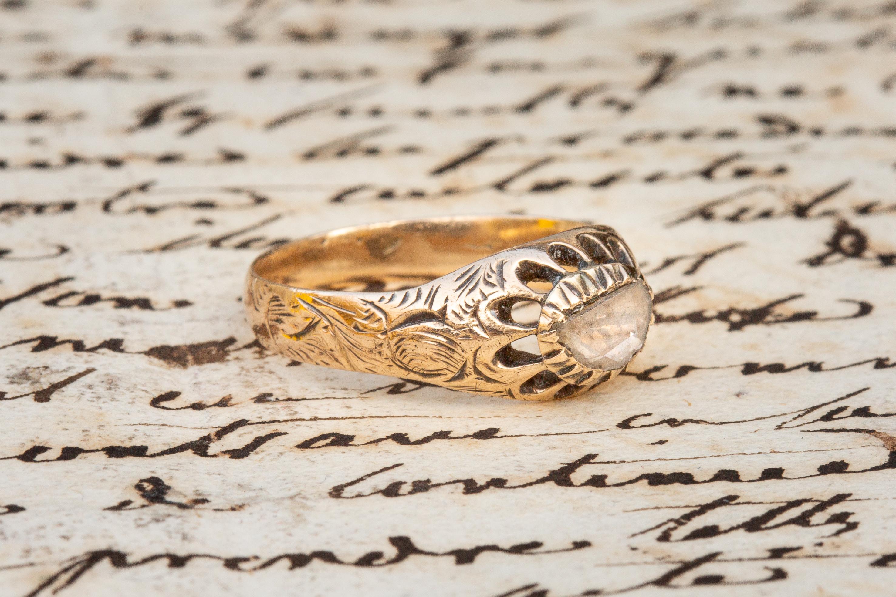 Antique Rose Cut Diamond Solitaire Ring Victorian Georgian Engagement Ring 1