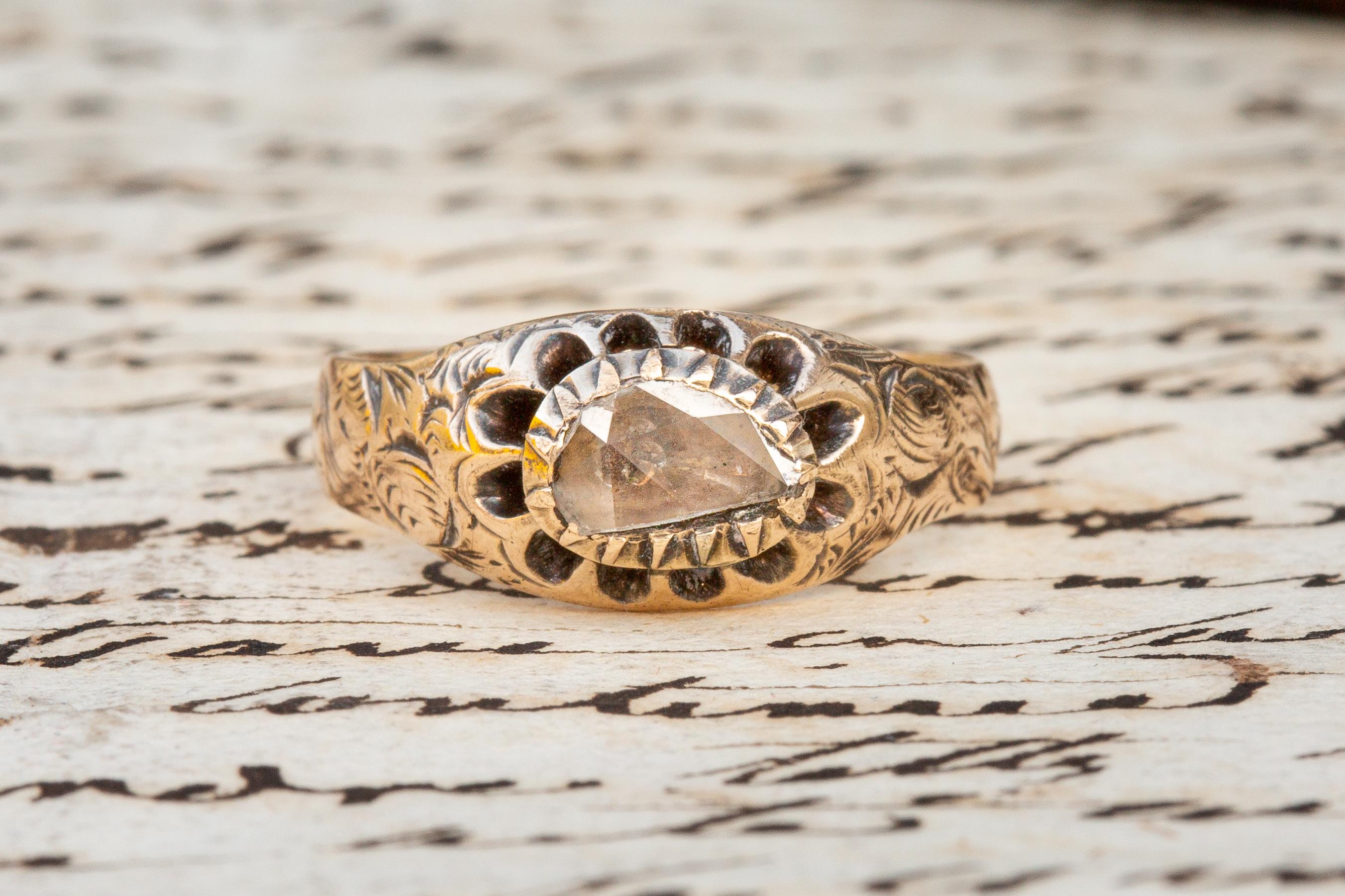Antique Rose Cut Diamond Solitaire Ring Victorian Georgian Engagement Ring 2
