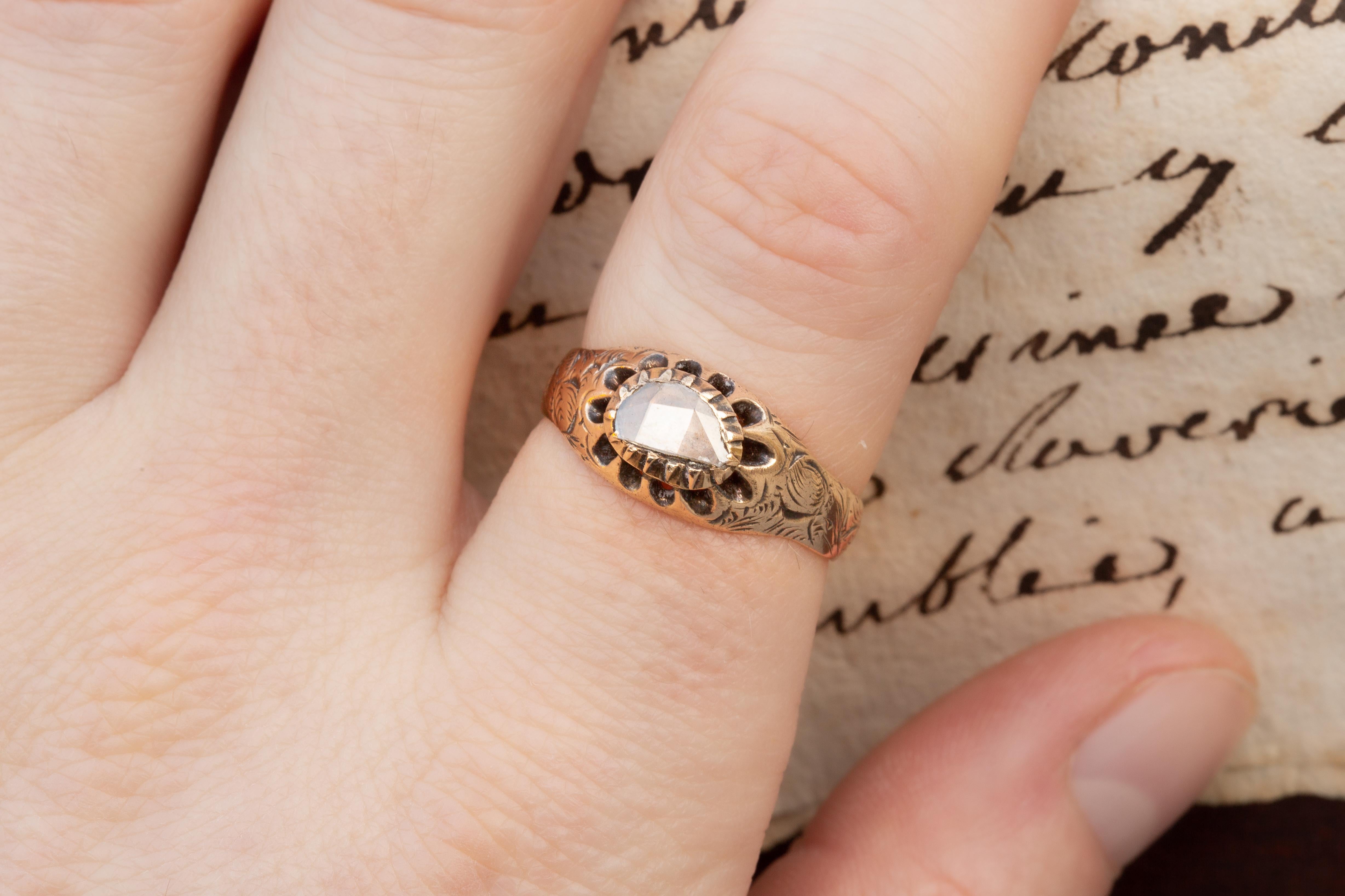 Antique Rose Cut Diamond Solitaire Ring Victorian Georgian Engagement Ring 4