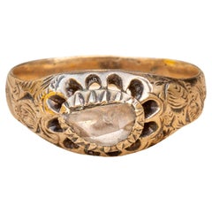 Antique Rose Cut Diamond Solitaire Ring Victorian Georgian Engagement Ring