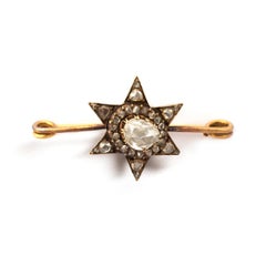 Antique Rose Cut Diamond Star Brooch