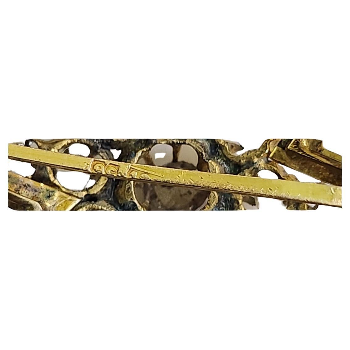 Antique Rose Cut Diamond Star Brooch Gold Pendant For Sale 1