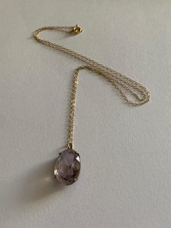 Antique Rose de France Amethyst Large Gemstone on a 9ct 16.5" Gold Chain
