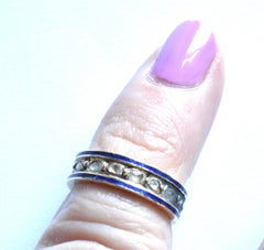 Victorian Baby Ring with Rose Diamonds and Blue Enamel Detailing