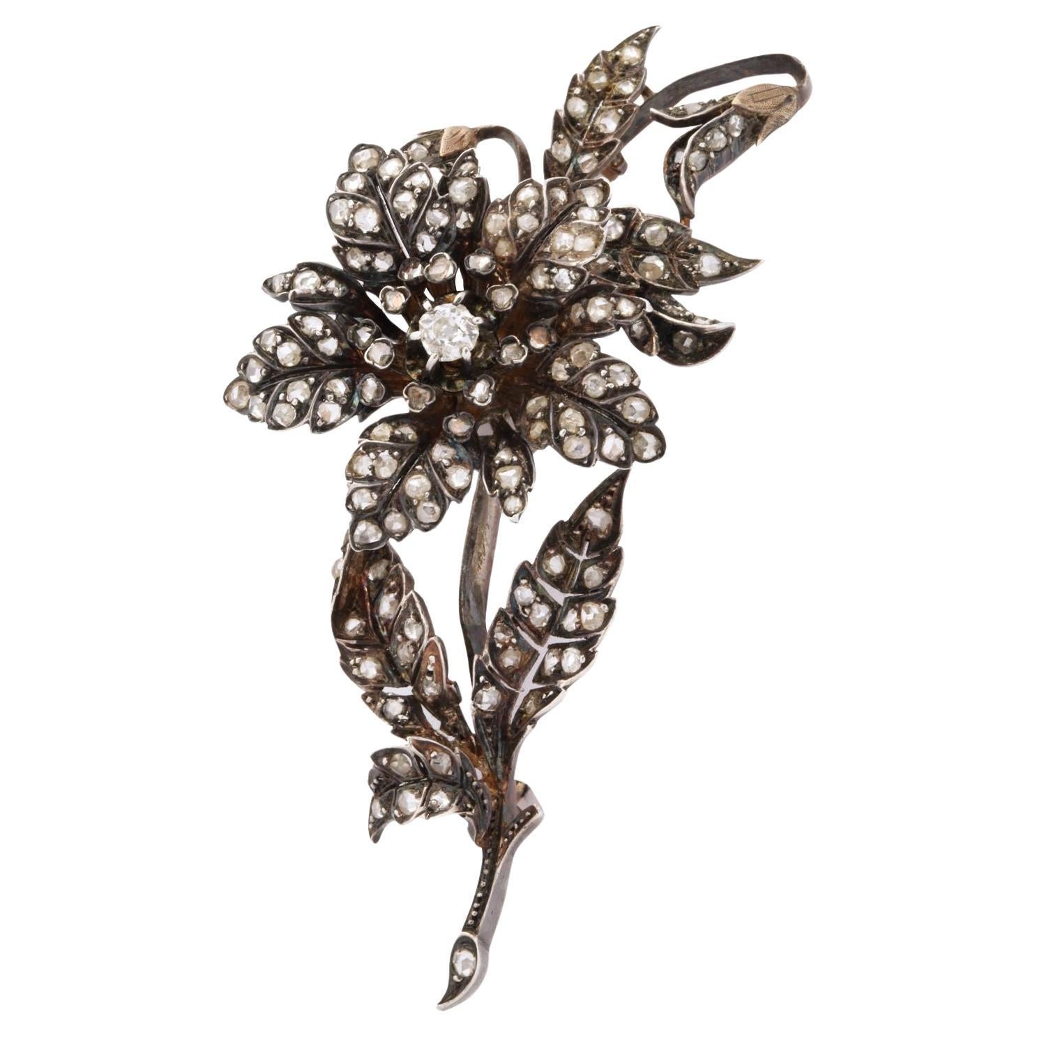 Broche ancienne en diamant rose Tremblant