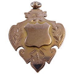 Antique Rose Gold Albert Pendant Shield, Hallmarked, 1894