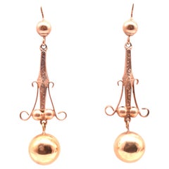 Antique Rose Gold Ball Earrings, circa 1870