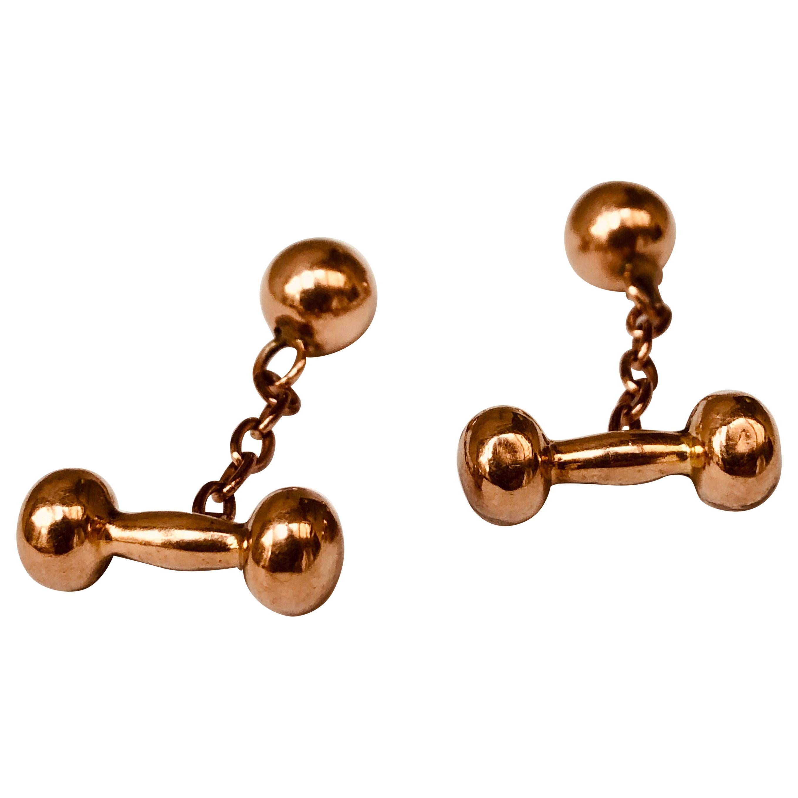 Antique Rose Gold Chain Cufflinks, British Made For Sale