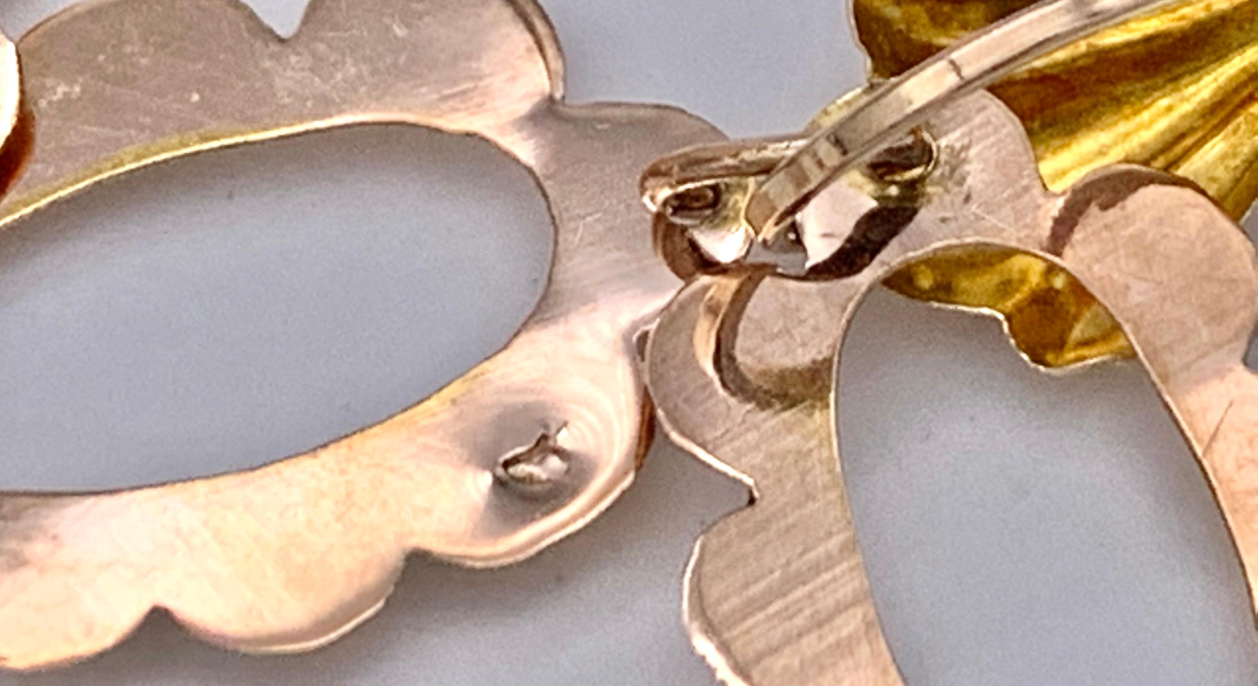Chaîne ancienne en or rose avec pendentif en or bicolore Bon état - En vente à Munich, Bavaria