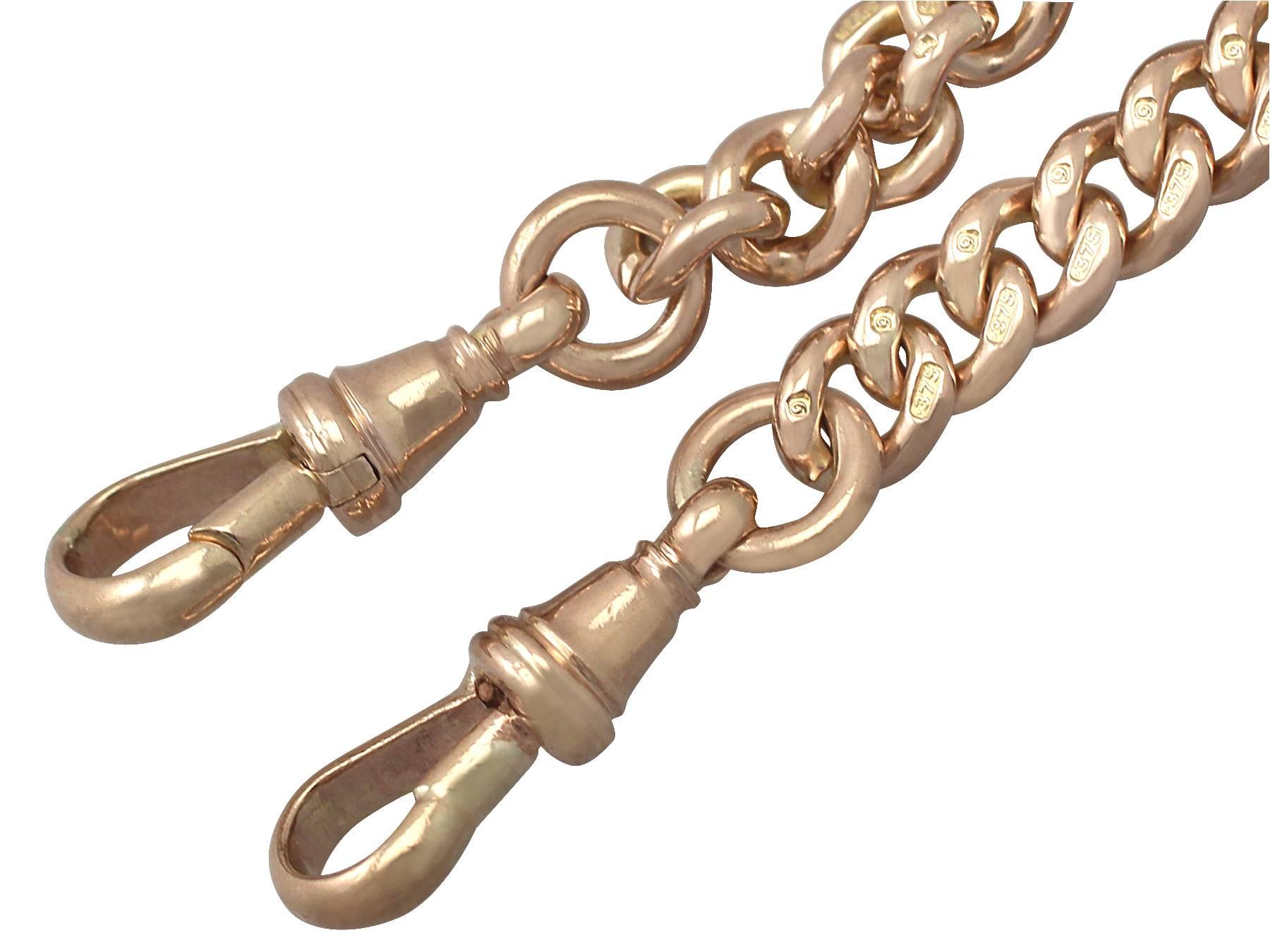 Women's Antique Rose Gold Double Albert Watch Chain