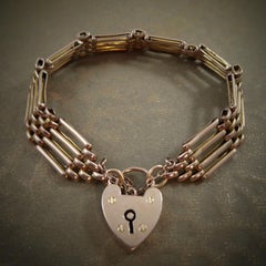 Antique Rose Gold Gate Bracelet with Padlock Hallmarked London 1908