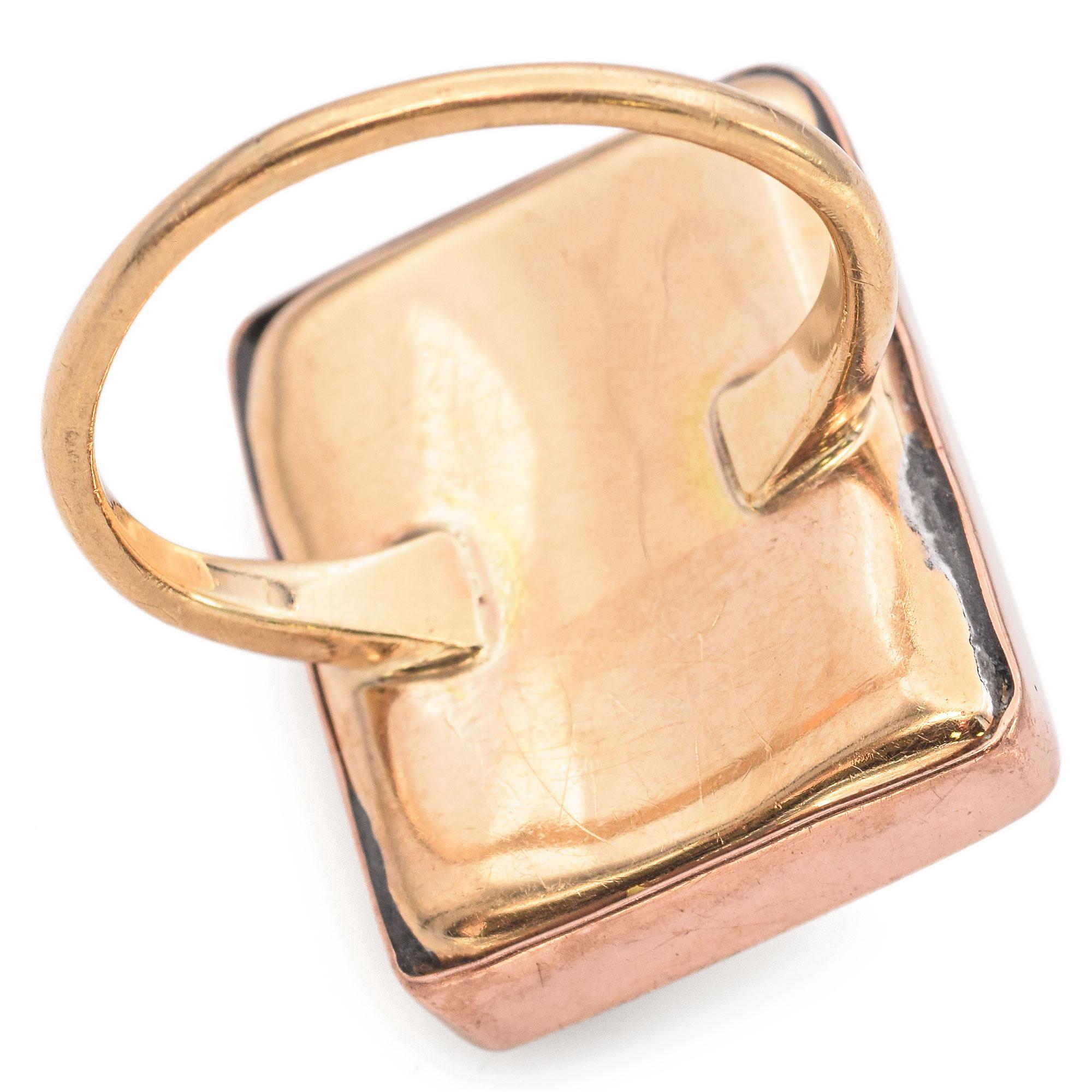 Antique Rose Gold Hardstone Cameo Ring For Sale 2