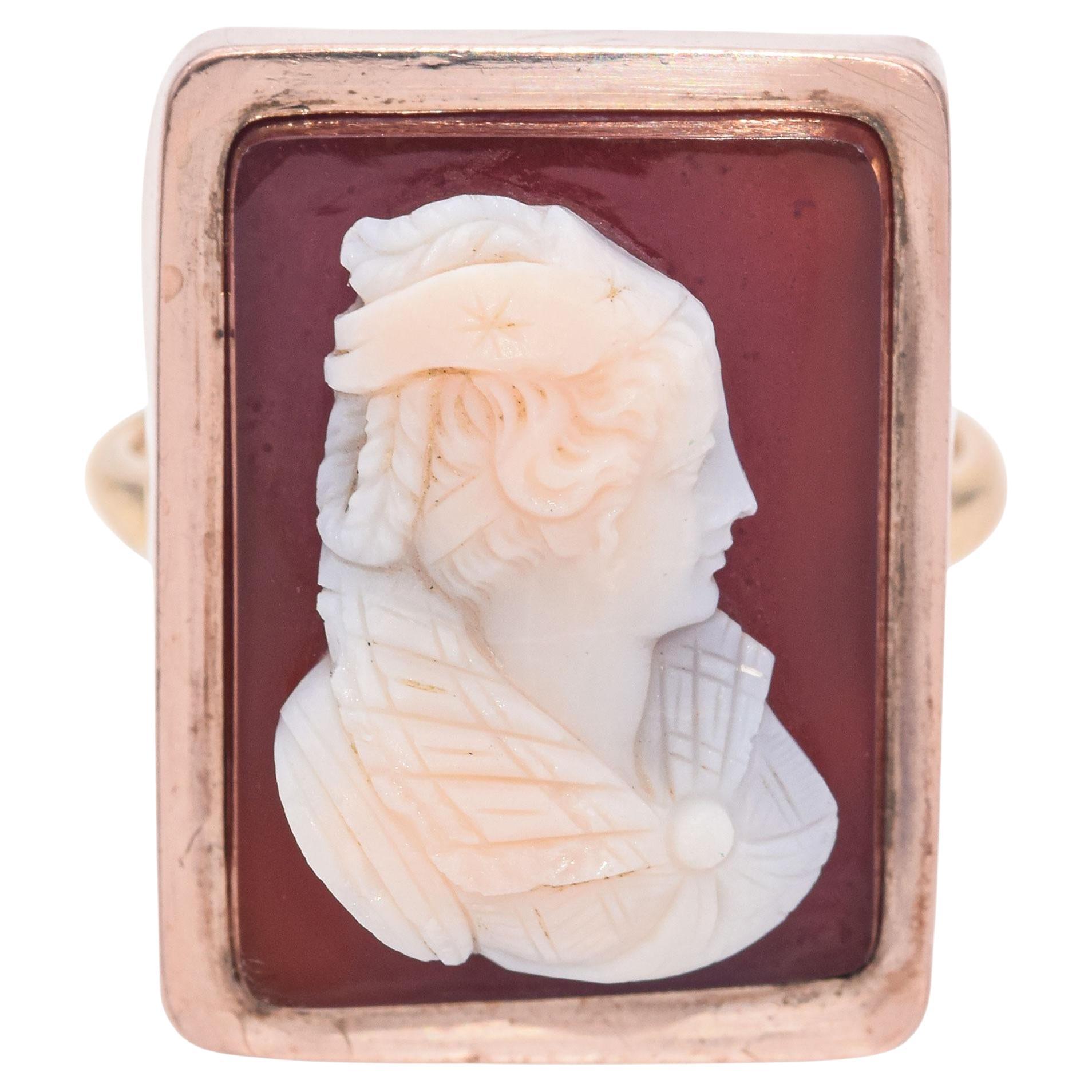 Antique Rose Gold Hardstone Cameo Ring