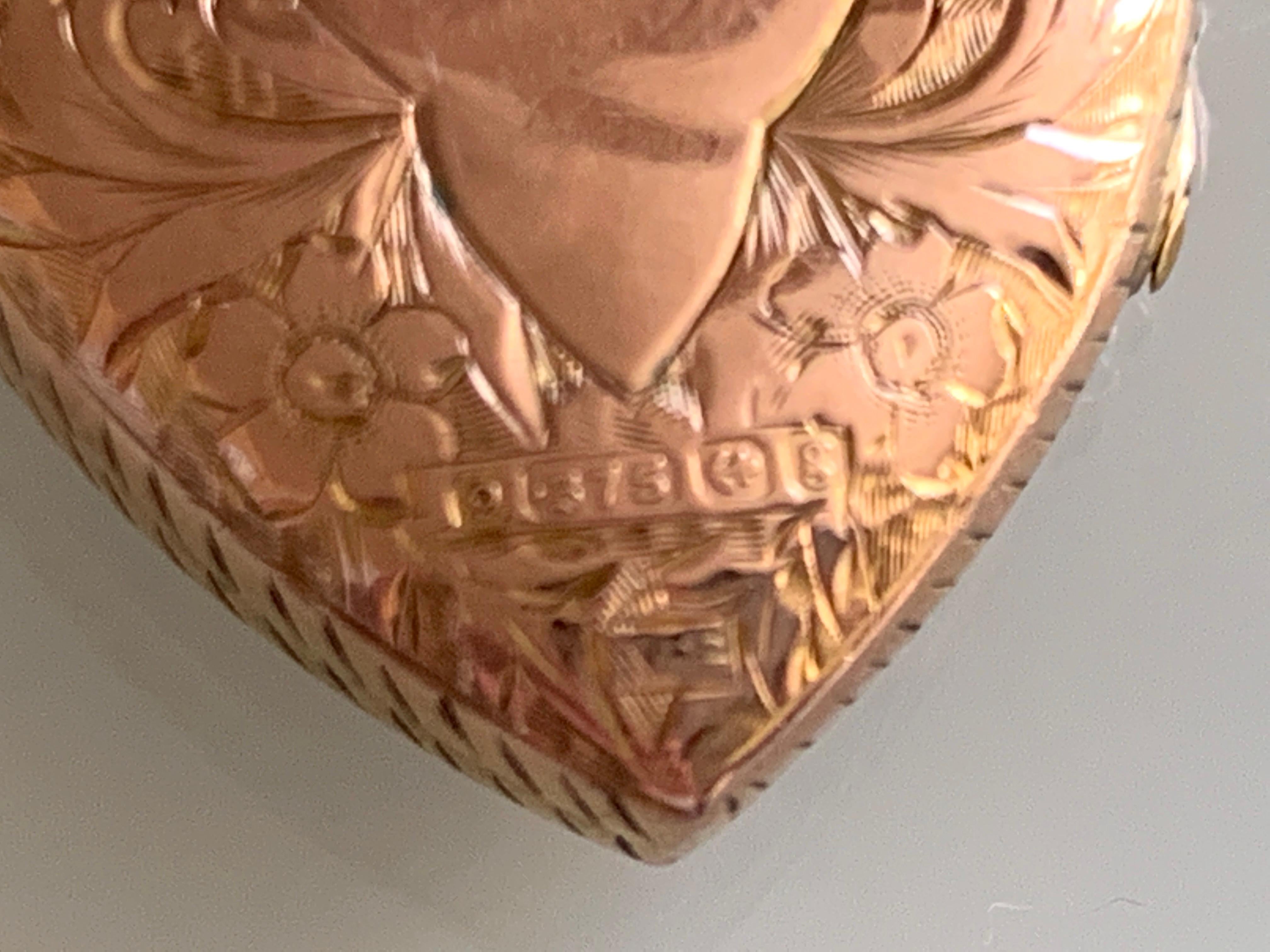 da uomo o donna Edwardiano  Medaglione grande in oro rosa con marchio di garanzia in vendita