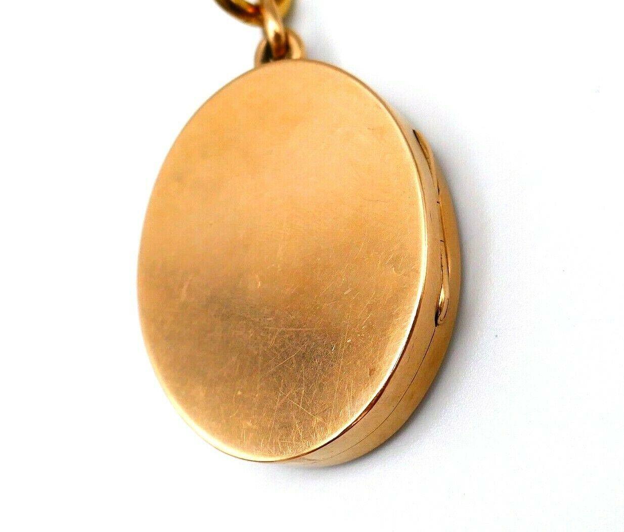 Antique Rose Gold Locket and Yellow Gold Watch Chain Necklace In Excellent Condition For Sale In Beverly Hills, CA