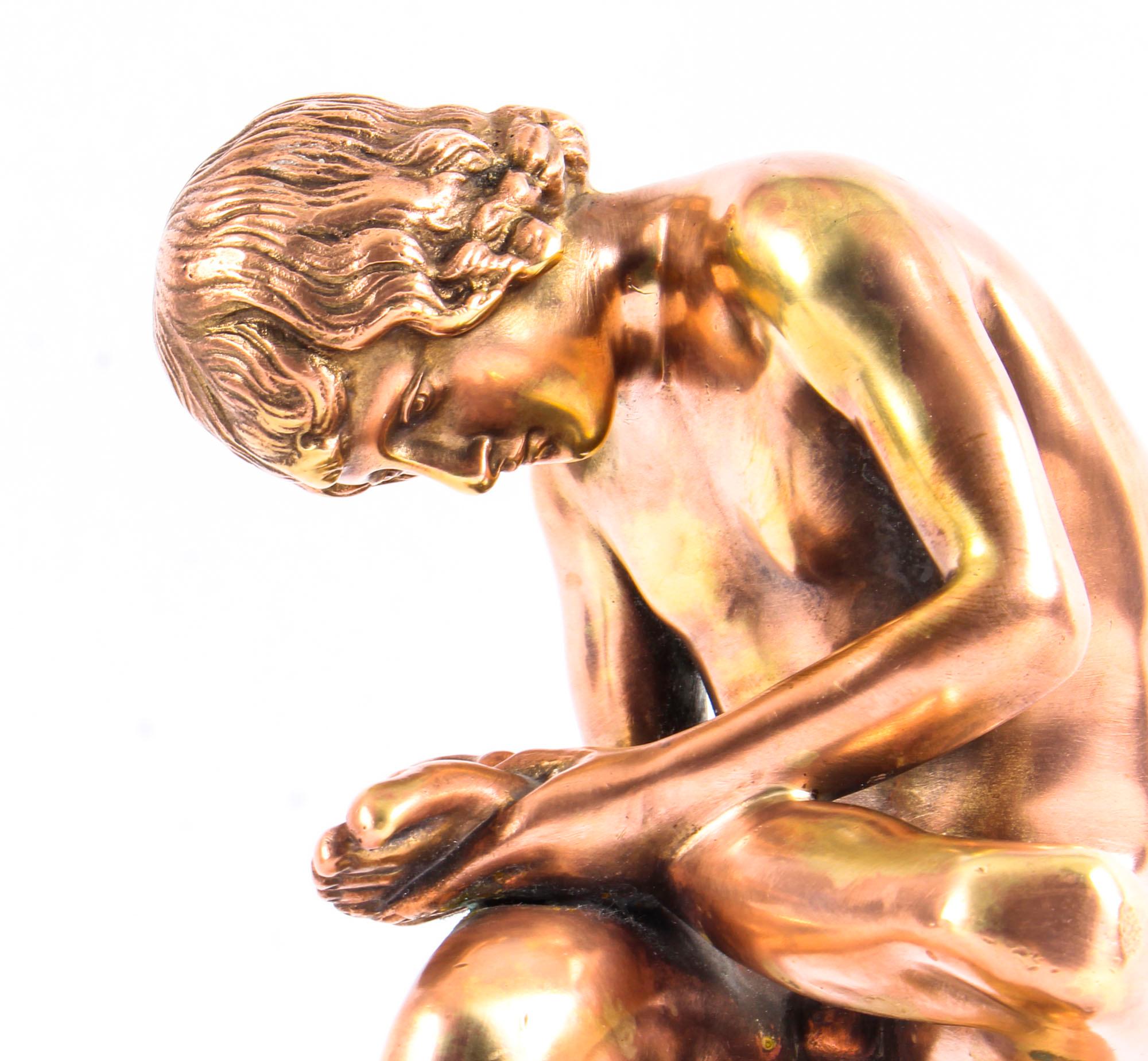 Italian Rose Gold Patinated Bronze Figure of Boy with Thorn Spinario, 19th Century