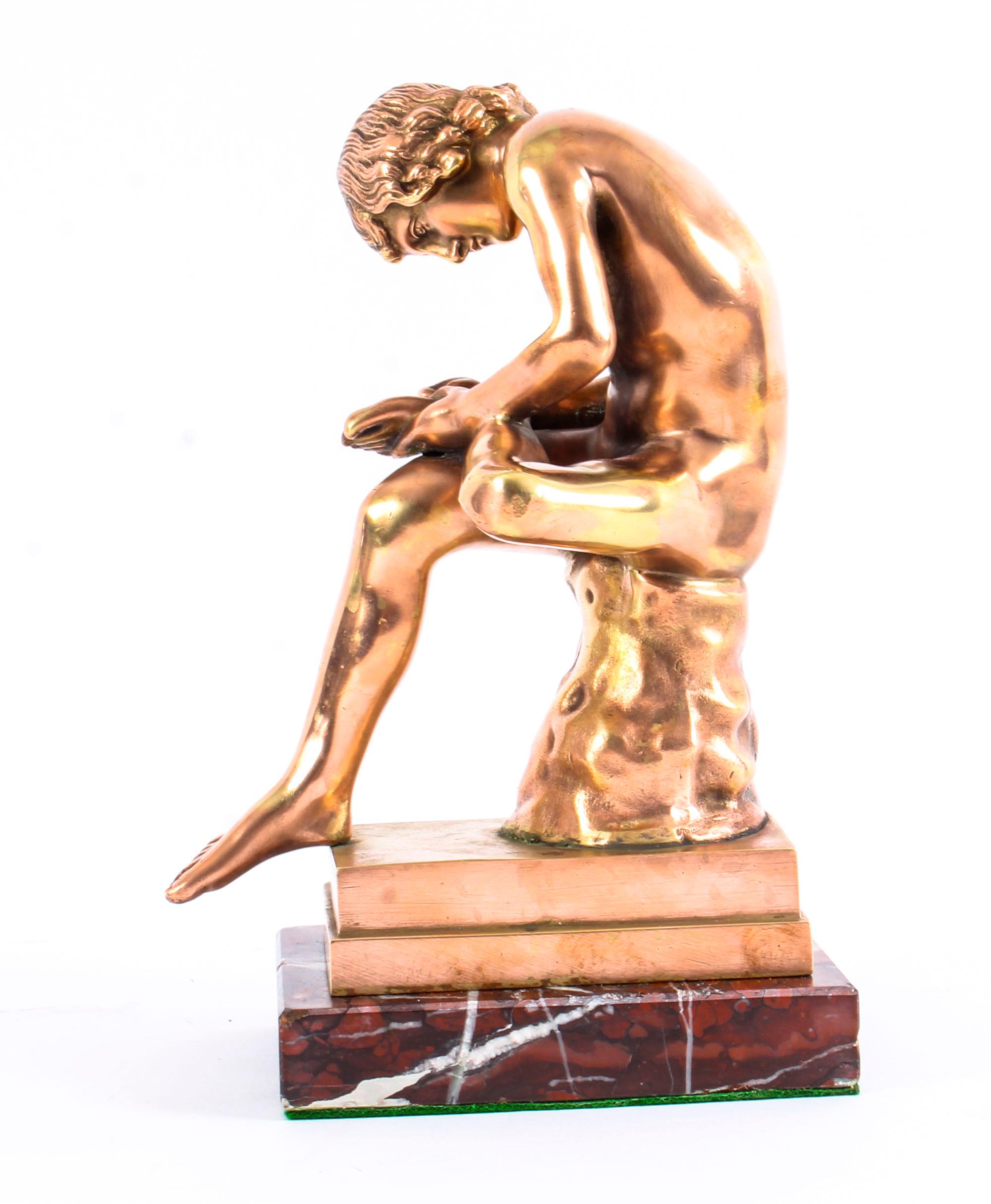 Rose Gold Patinated Bronze Figure of Boy with Thorn Spinario, 19th Century 2