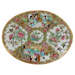 Antique Rose Medallion Chinese Export Porcelain Platter or Tray