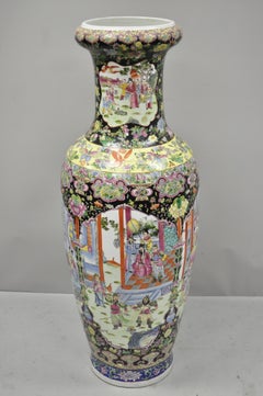 Antique Rose Medallion Large Tall Chinese Export Porcelain Palace Urn Vase