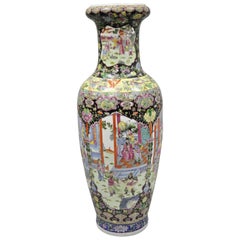 Antique Rose Medallion Large Tall Chinese Export Porcelain Palace Urn Vase