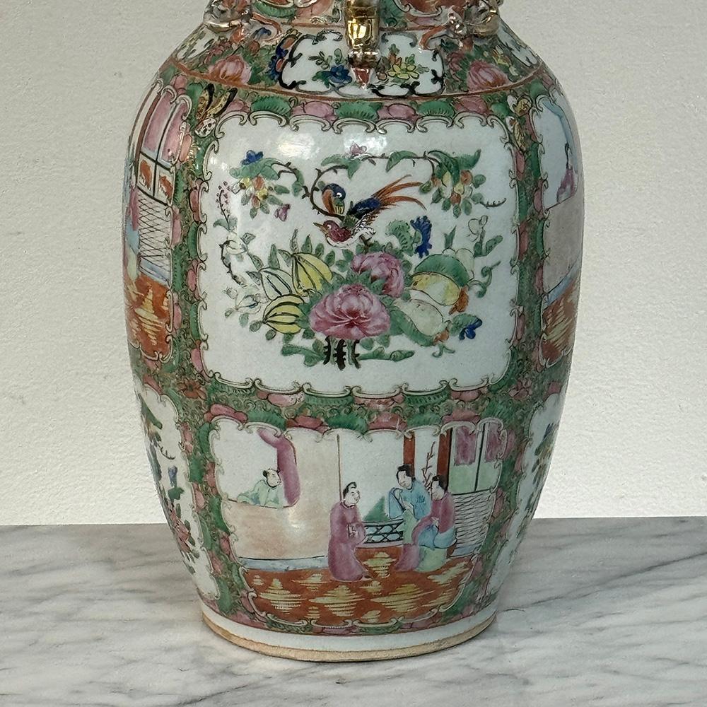 Antique Rose Medallion Porcelain Vase For Sale 5