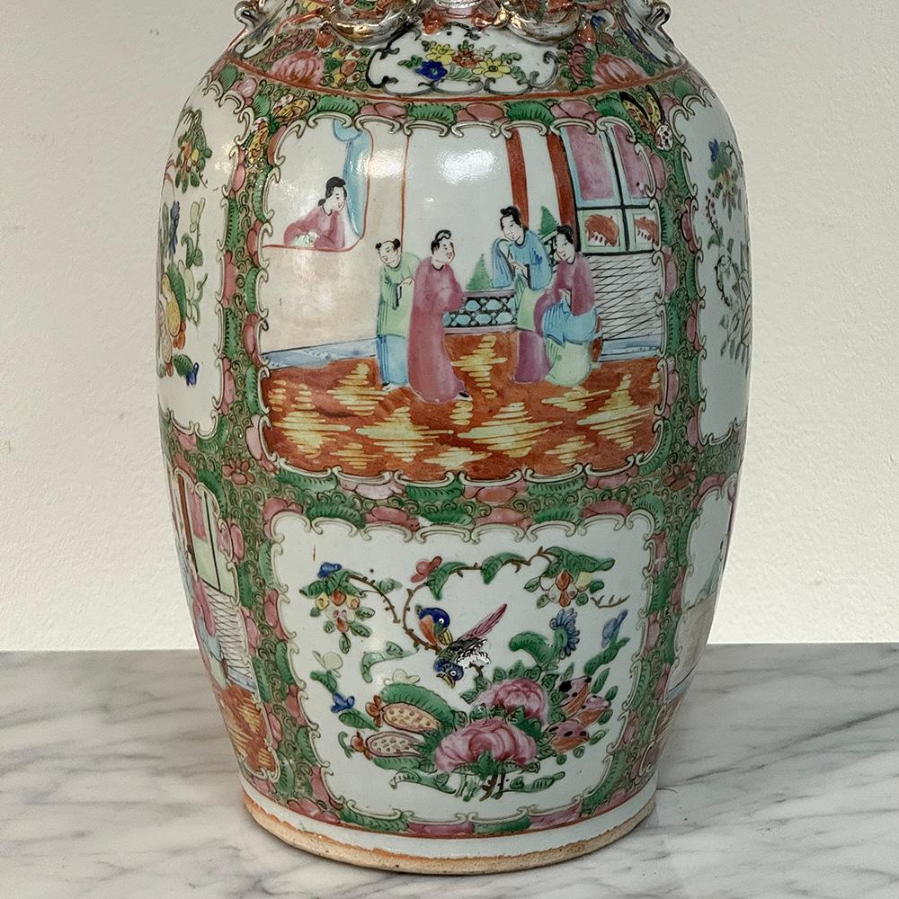 Antique Rose Medallion Porcelain Vase For Sale 2