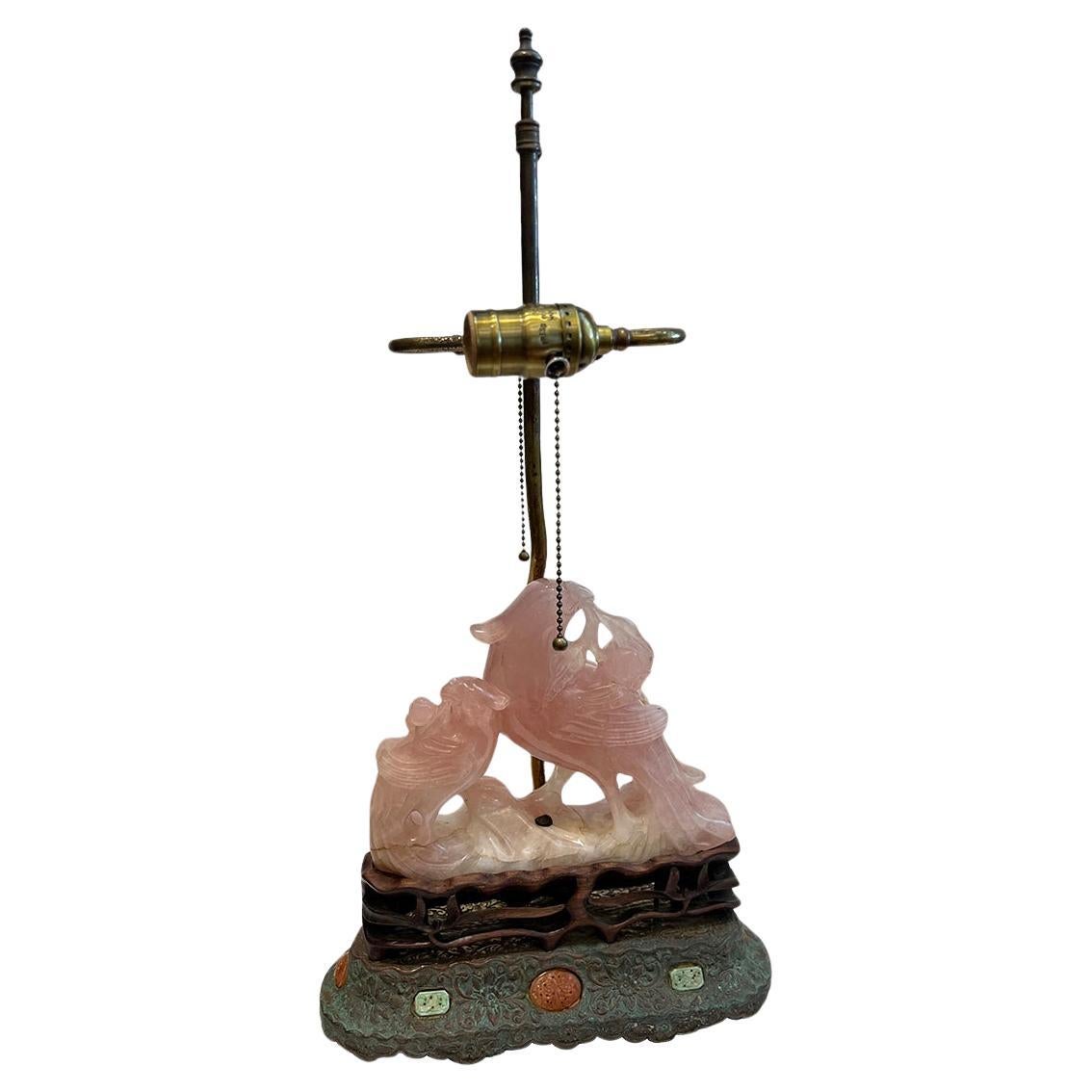 Lampe ancienne en quartz rose en vente