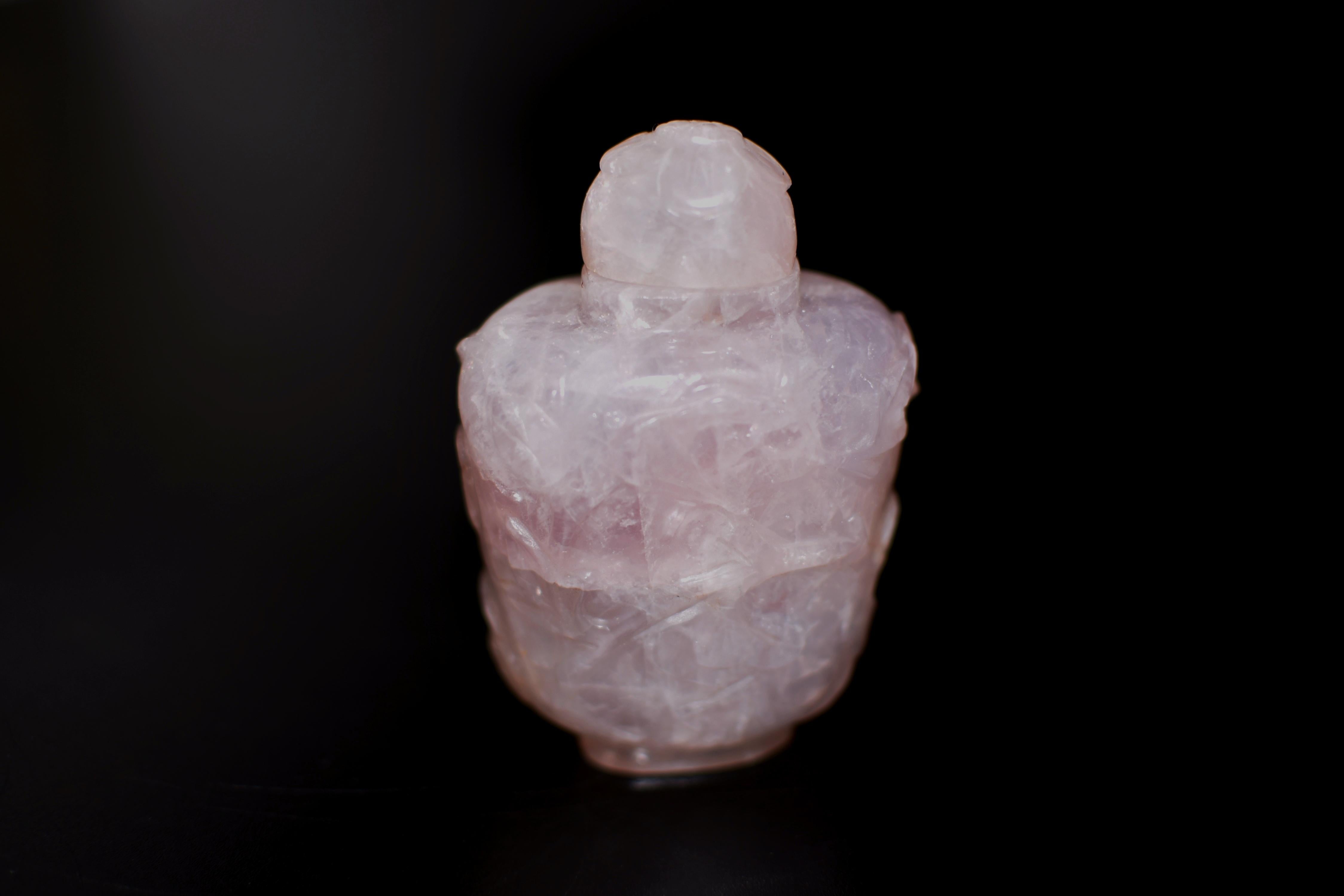 Antique Rose Quartz Snuff Bottle Qing Dynasty 6