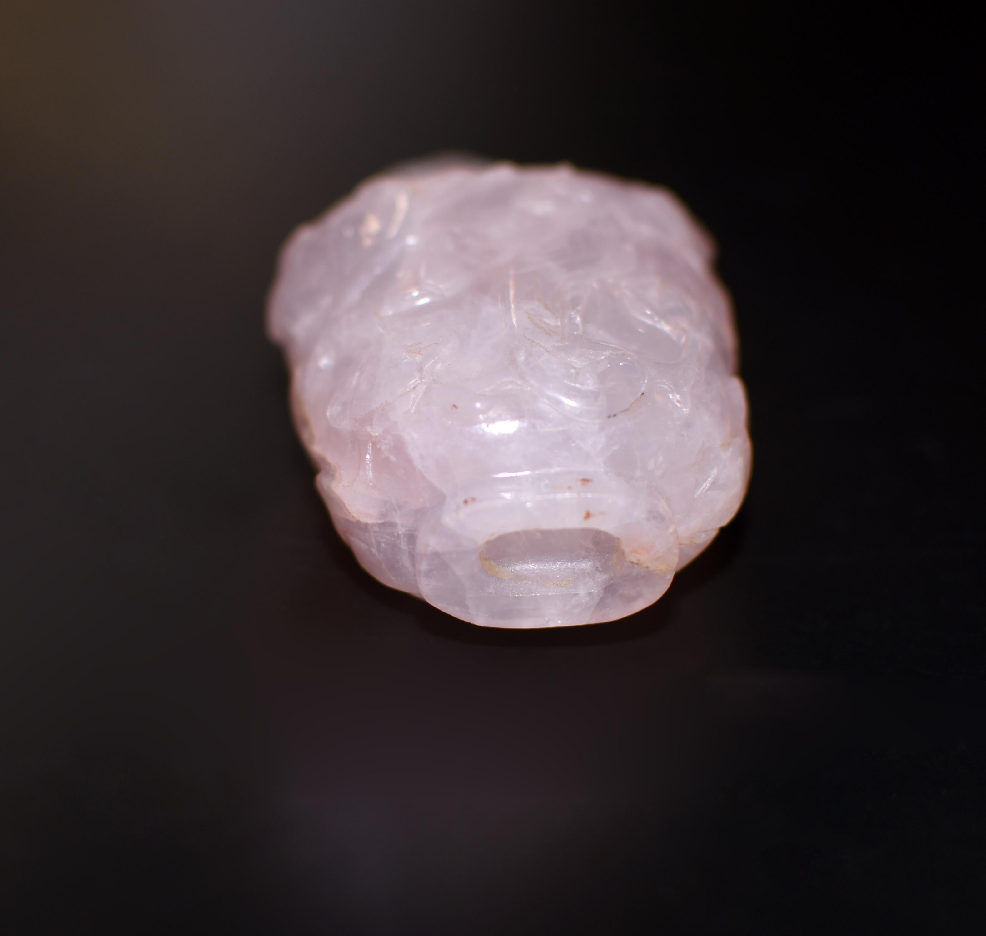 Antique Rose Quartz Snuff Bottle Qing Dynasty 9