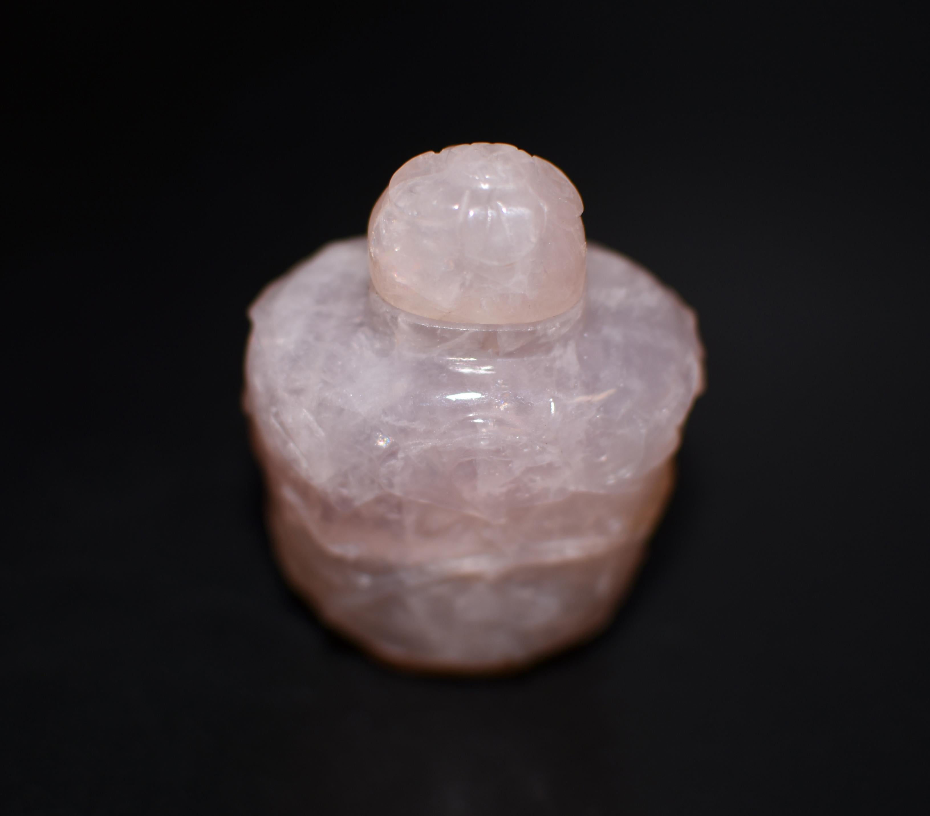 Antique Rose Quartz Snuff Bottle Qing Dynasty 3