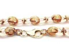Antique Rose & Yellow Gold 21" Unique Fancy Round & Knot Link Chain Necklace