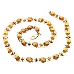 Antique Rose 
Yellow Gold 21" Unique Fancy Round 
Knot Link Chain Necklace