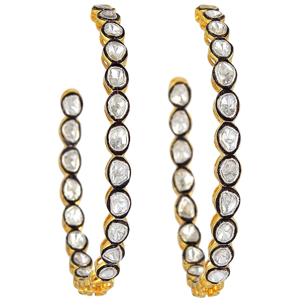 Rosecut Diamond Hoop Earrings For Sale